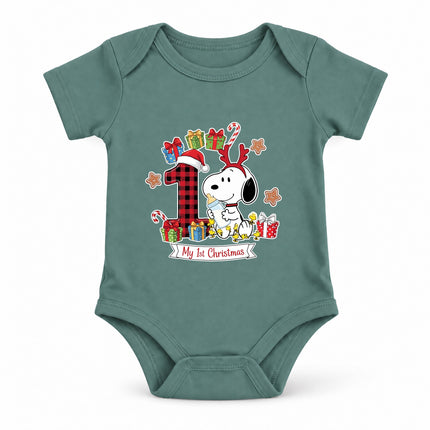 My 1st Christmas Buffalo Plaid Number One Baby Bodysuit