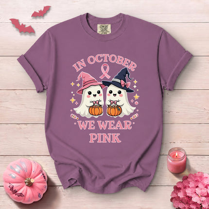 Comfort Colors Breast Cancer Awareness Halloween In October We Wear Pink T-Shirt