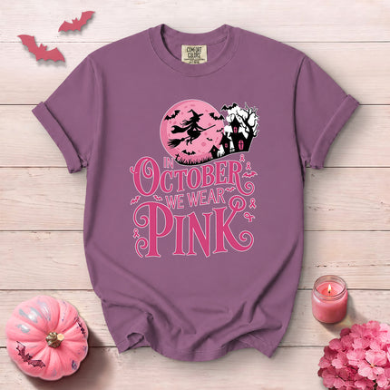 Comfort Colors Breast Cancer Awareness In October We Wear Pink Halloween T-Shirt