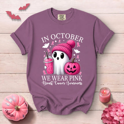 Comfort Colors Breast Cancer Awareness Pink Pumpkin October T-Shirt