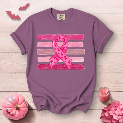 Comfort Colors Pink Ribbon Breast Cancer Awareness T-Shirt