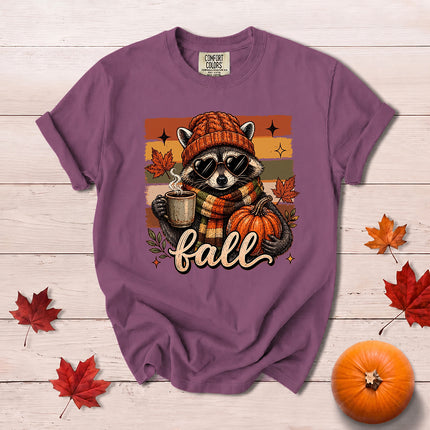 Comfort Colors Cute Raccoon Fall Pumpkin Thanksgiving T-Shirt