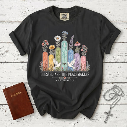 Comfort Colors Blessed Are the Peacemakers Matthew 5:9 Christian Bible Verse T-Shirt