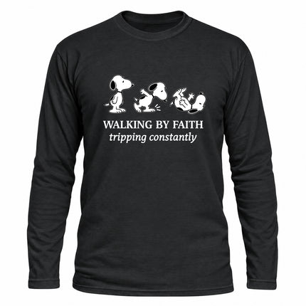 Walking By Faith Tripping Constantly Funny Christian Christmas Gift Long Sleeve T-Shirt