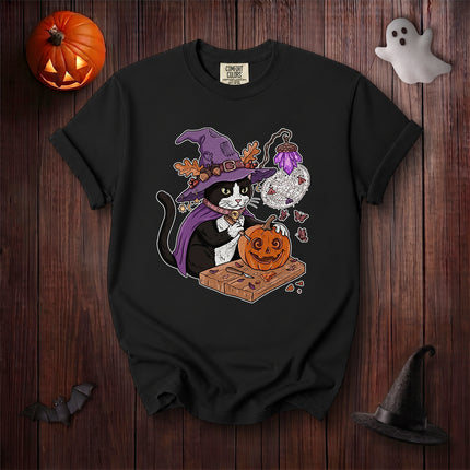 Comfort Colors Black Cat Halloween Witch Pumpkin Carving T-Shirt