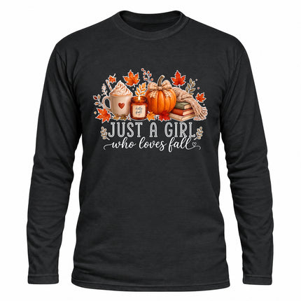 Just a Girl Who Loves Fall Pumpkin Cozy Autumn Long Sleeve T-Shirt