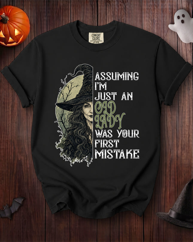 Comfort Colors Old Lady Witch Halloween Vintage Portrait Graphic T-Shirt