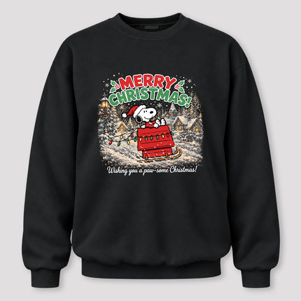 Merry Christmas Snowy Village Festive Sled Sweatshirt