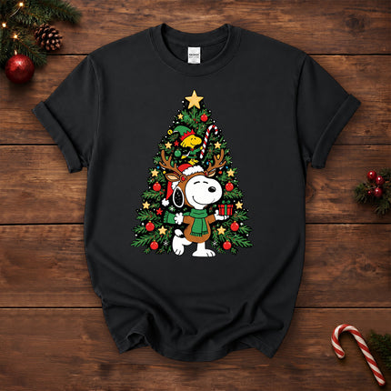 Christmas Tree Reindeer Antlers Holiday Gift T-Shirt