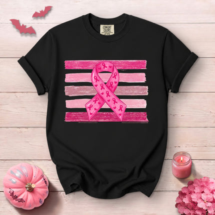 Comfort Colors Pink Ribbon Breast Cancer Awareness T-Shirt