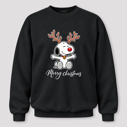Merry Christmas Reindeer Antlers Red Nose Sweatshirt