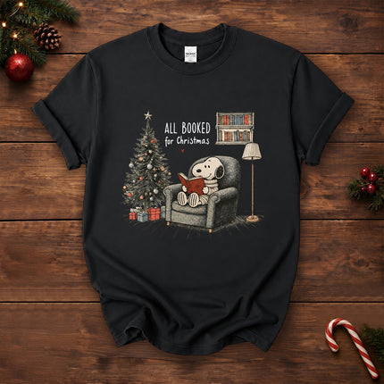 All Booked for Christmas Book Lover Cozy Reading T-Shirt