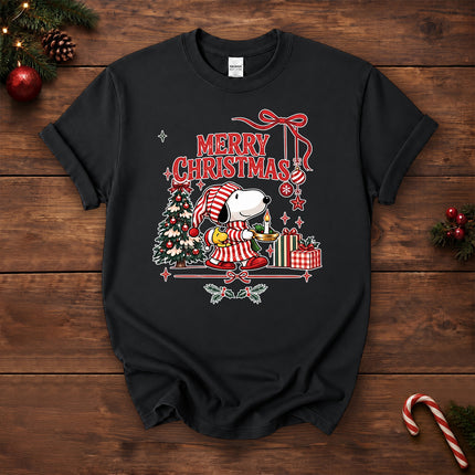 Merry Christmas Vintage Holiday Tree Candle Gifts T-Shirt