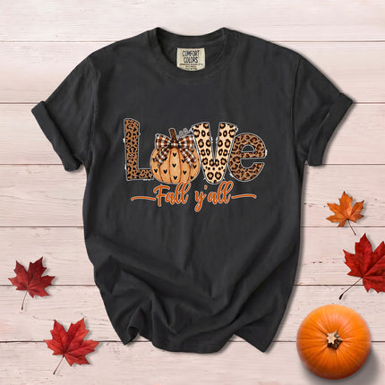 Comfort Colors Fall Autumn Love Fall Yall Leopard Pumpkin T-Shirt