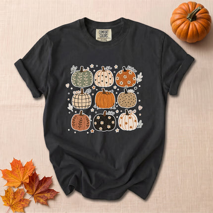 Comfort Colors Fall Pumpkin Shirt Cute Patterned Pumpkins T-Shirt