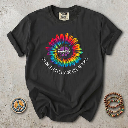 Comfort Colors Hippie Peace Tie Dye Sunflower Retro T-Shirt