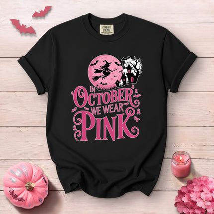 Comfort Colors Breast Cancer Awareness In October We Wear Pink Halloween T-Shirt