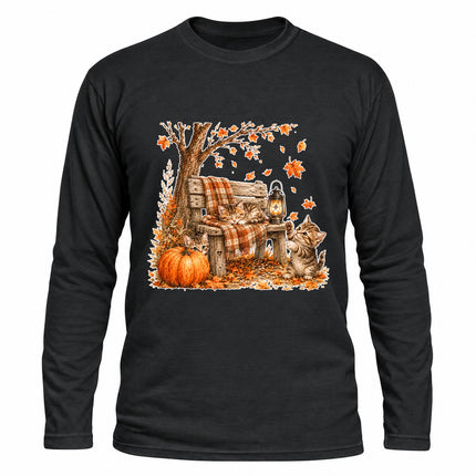 Cozy Fall Porch Pumpkin Lantern Autumn Long Sleeve T-Shirt