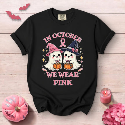 Comfort Colors Breast Cancer Awareness Halloween In October We Wear Pink T-Shirt
