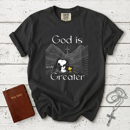 Comfort Colors God Is Greater Mountain Cross Christian T-Shirt