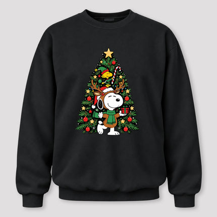 Christmas Tree Reindeer Antlers Festive Gift Sweatshirt