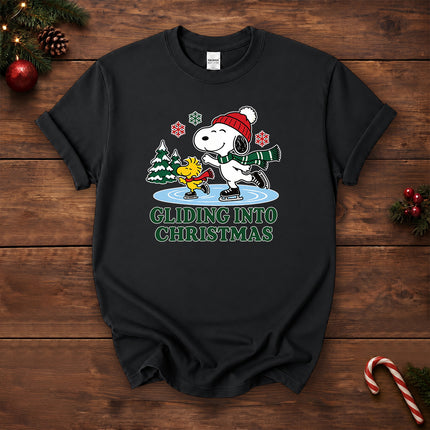Gliding Into Christmas Ice Skating Winter Holiday T-Shirt