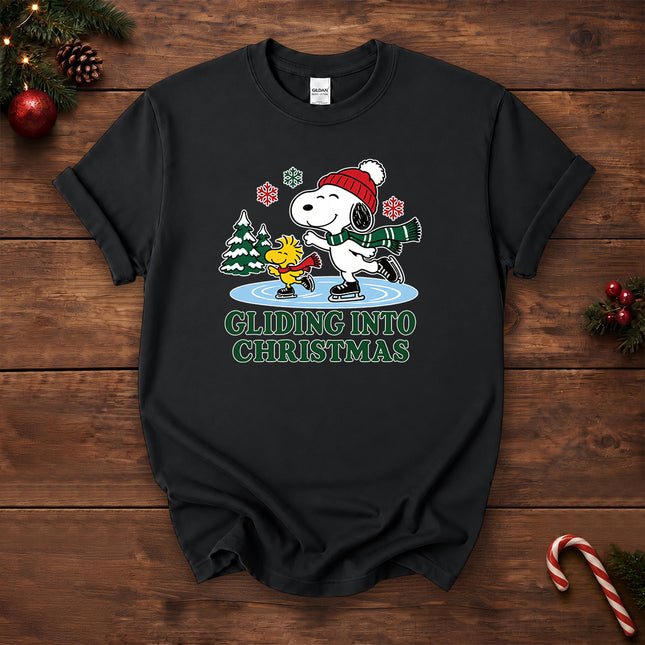Gliding Into Christmas Ice Skating Winter Holiday T-Shirt
