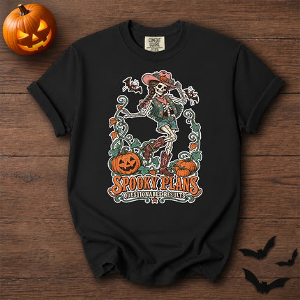 Comfort Colors Halloween Cowgirl Skeleton Pumpkin Graphic T-Shirt