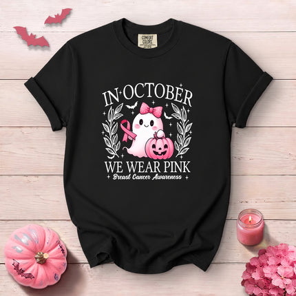 Comfort Colors Halloween Ghost Breast Cancer Awareness T-Shirt