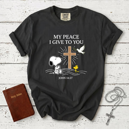 Comfort Colors My Peace I Give to You John 14 27 Dove Cross T-Shirt