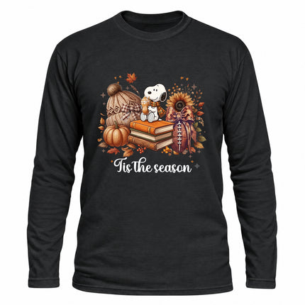 Tis the Season Cozy Fall Pumpkin Book Lover Long Sleeve T-Shirt