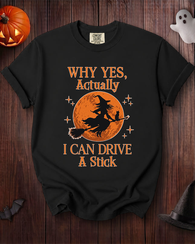 Comfort Colors Old Lady Witch Halloween Funny Broomstick Graphic T-Shirt