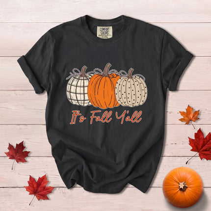 Comfort Colors Fall Autumn Pumpkin Trio Its Fall Yall Southern T-Shirt