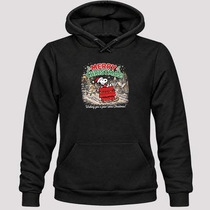 Merry Christmas Snowy Village Holiday Sled Hoodie