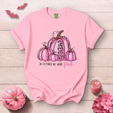 Comfort Colors Pink Pumpkin Breast Cancer Awareness Halloween T-Shirt