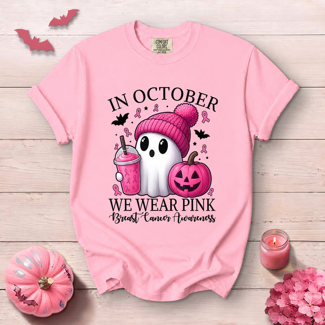 Comfort Colors Breast Cancer Awareness Pink Pumpkin October T-Shirt