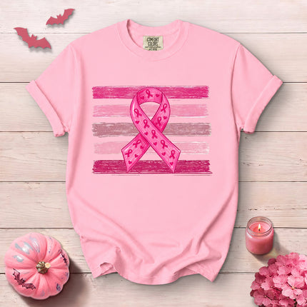 Comfort Colors Pink Ribbon Breast Cancer Awareness T-Shirt