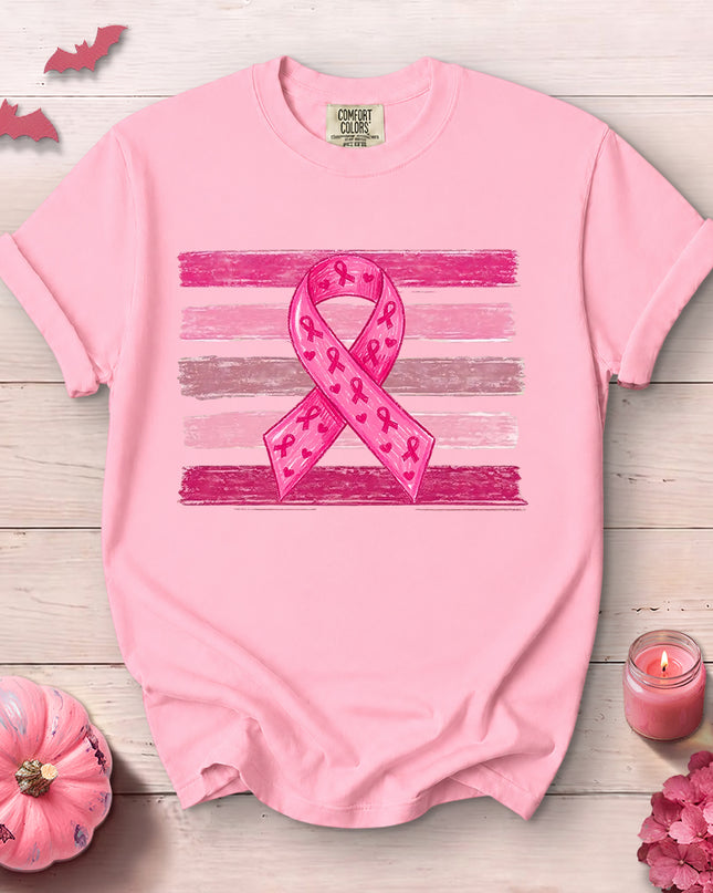 Comfort Colors Pink Ribbon Breast Cancer Awareness T-Shirt
