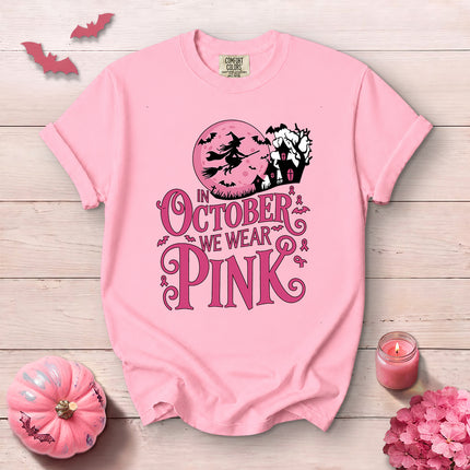 Comfort Colors Breast Cancer Awareness In October We Wear Pink Halloween T-Shirt