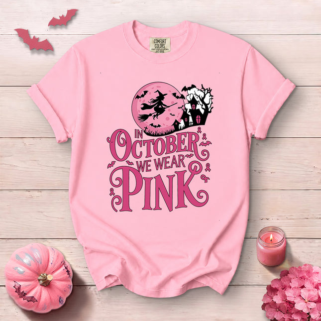 Comfort Colors Breast Cancer Awareness In October We Wear Pink Halloween T-Shirt