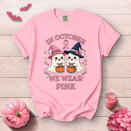 Comfort Colors Breast Cancer Awareness Halloween In October We Wear Pink T-Shirt