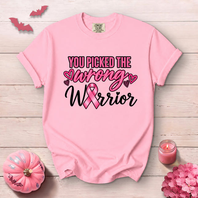 Comfort Colors Breast Cancer Awareness Wrong Warrior Pink Ribbon T-Shirt