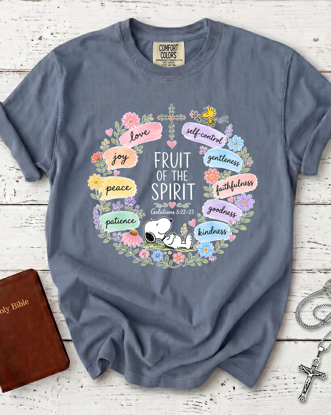 Comfort Colors Fruit of the Spirit Galatians 5:22 Floral Wreath Faith T-Shirt