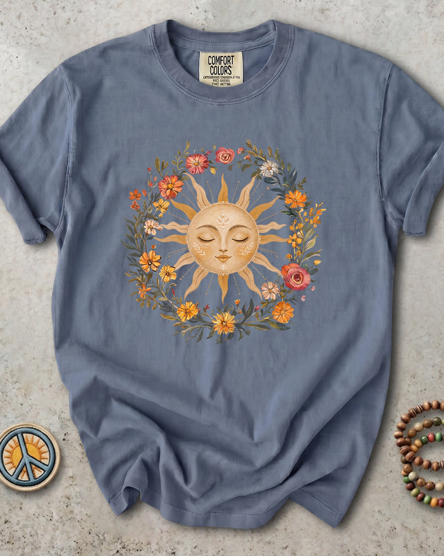 Comfort Colors Celestial Sun Floral Boho T-Shirt