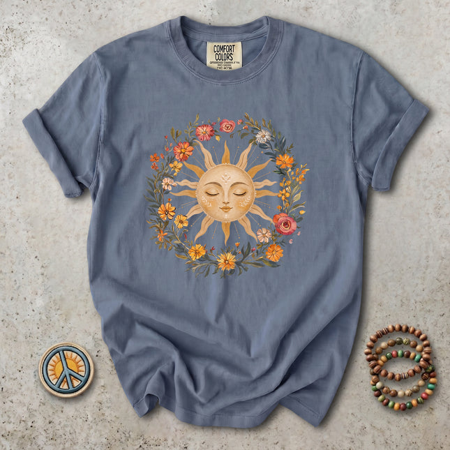 Comfort Colors Celestial Sun Floral Boho T-Shirt