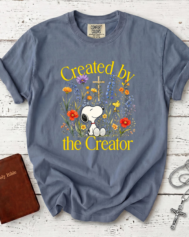 Comfort Colors Created by the Creator Wildflower Cross Christian T-Shirt