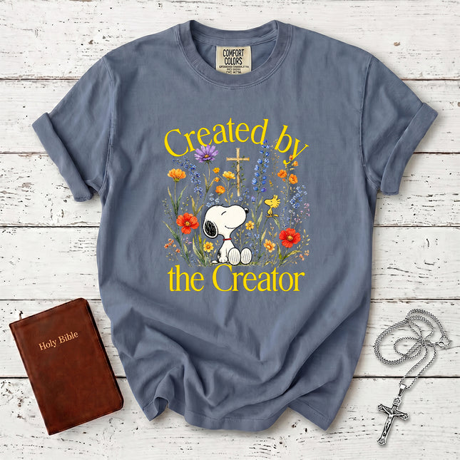 Comfort Colors Created by the Creator Wildflower Cross Christian T-Shirt