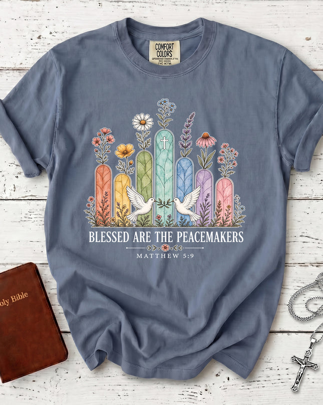 Comfort Colors Blessed Are the Peacemakers Matthew 5:9 Christian Bible Verse T-Shirt