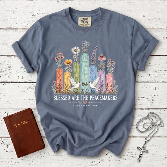Comfort Colors Blessed Are the Peacemakers Matthew 5:9 Christian Bible Verse T-Shirt