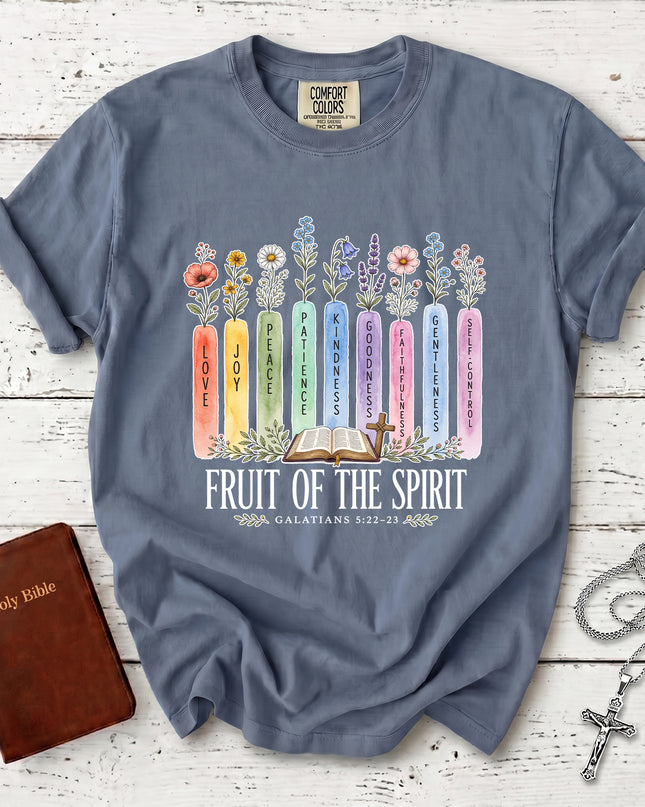 Comfort Colors Fruit of the Spirit Christian Floral Galatians Bible Verse T-Shirt